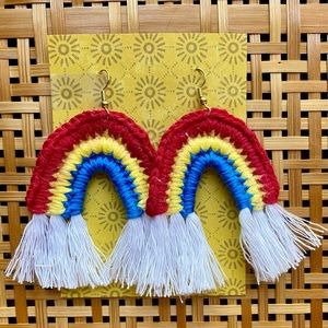 Handmade crocheted boho rainbow earrings